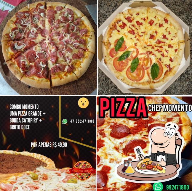 No Lanches e Porções Chef Momento, você pode desfrutar de pizza