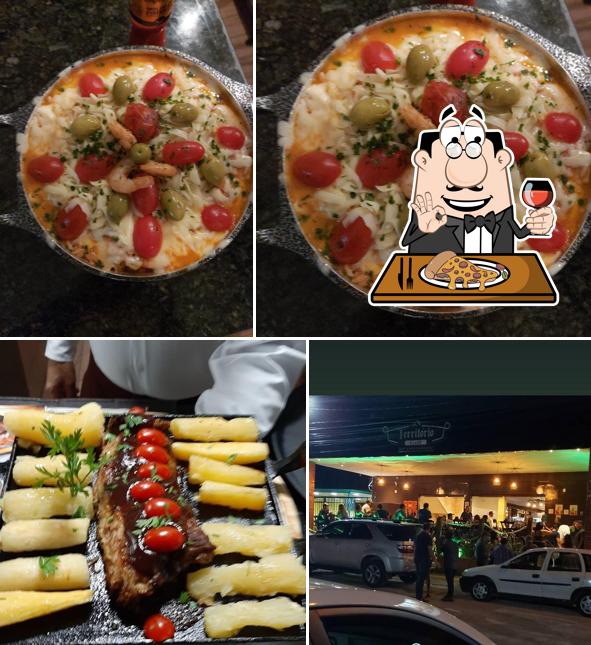 Escolha pizza no Território Grill Bar e Restaurante