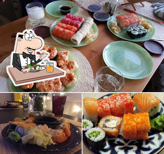 Voici la photo indiquant la nourriture et table à manger sur Sushi on Borovoy