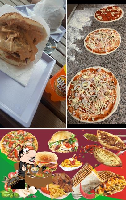 Food at Le Mondial pizza Kebab