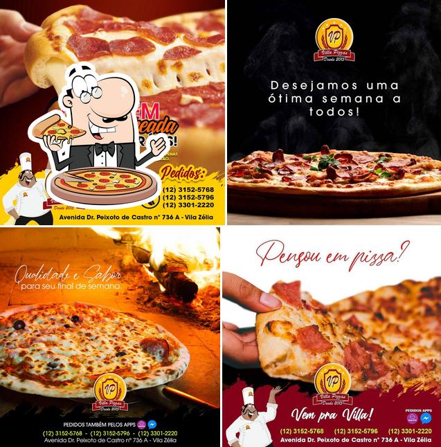 Escolha pizza no Villa Pizzas - Pizzaria Lorena