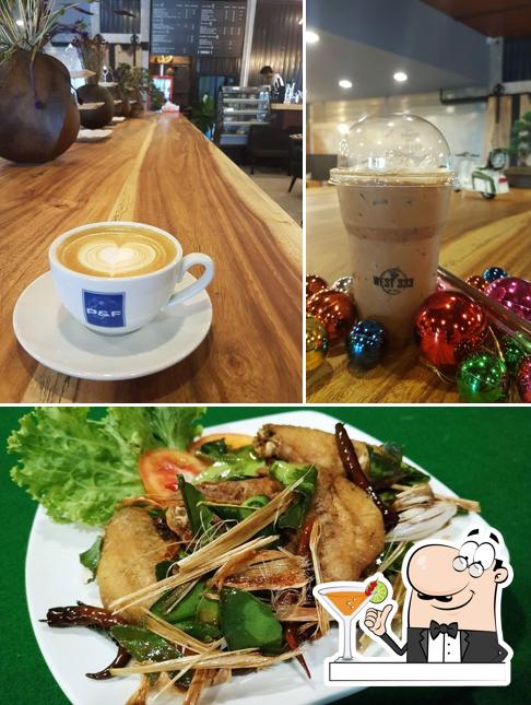 This is the picture depicting drink and seafood at WEST 333 Coffee&Bistro