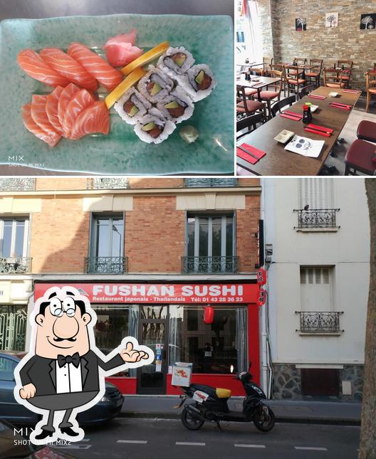 Vérifiez la photo affichant la intérieur et sushi concernant fushan sushi