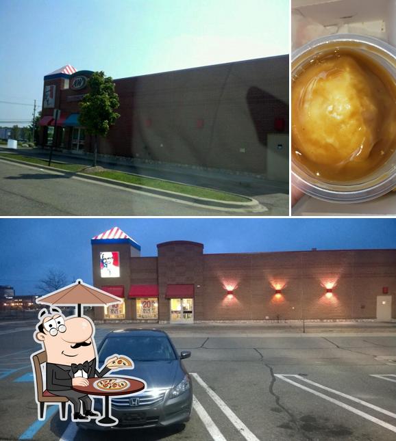 Take a look at the photo depicting exterior and beverage at KFC