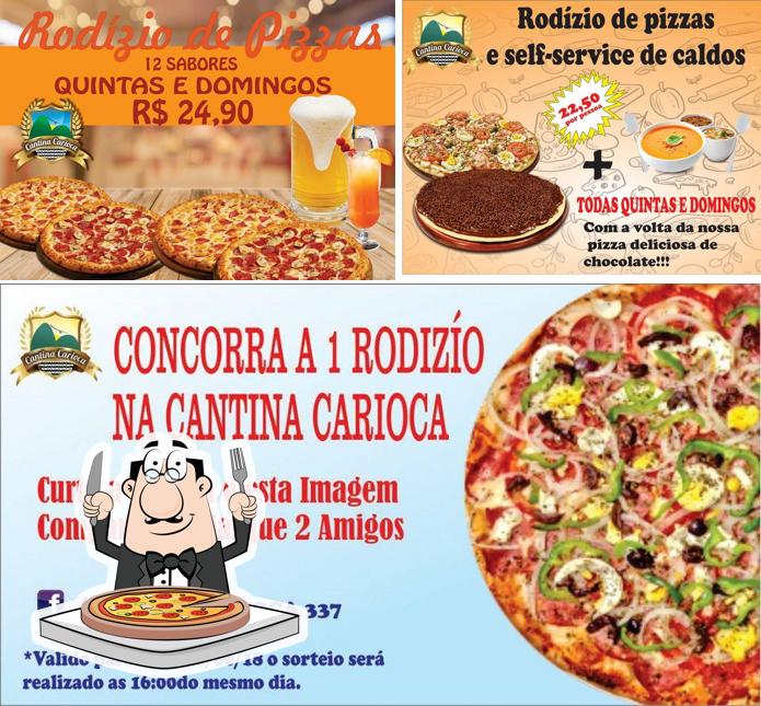 Experimente pizza no Cantina Carioca Restaurante e Pizzaria