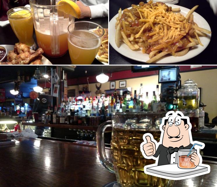 Among different things one can find drink and food at Challengers Sports Bar
