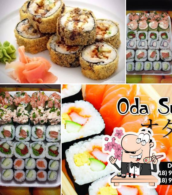 Rolos de sushi são disponibilizados no Oda Sushi