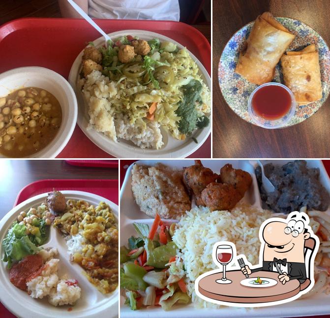 Food at Govinda’s Vegan/Vegetarian Cafe