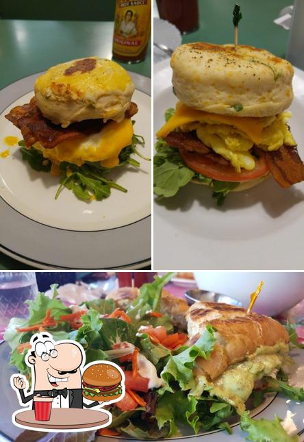 Order a burger at Strawberry Patch Cafe