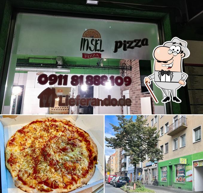 La extérieur et pizza du restaurant