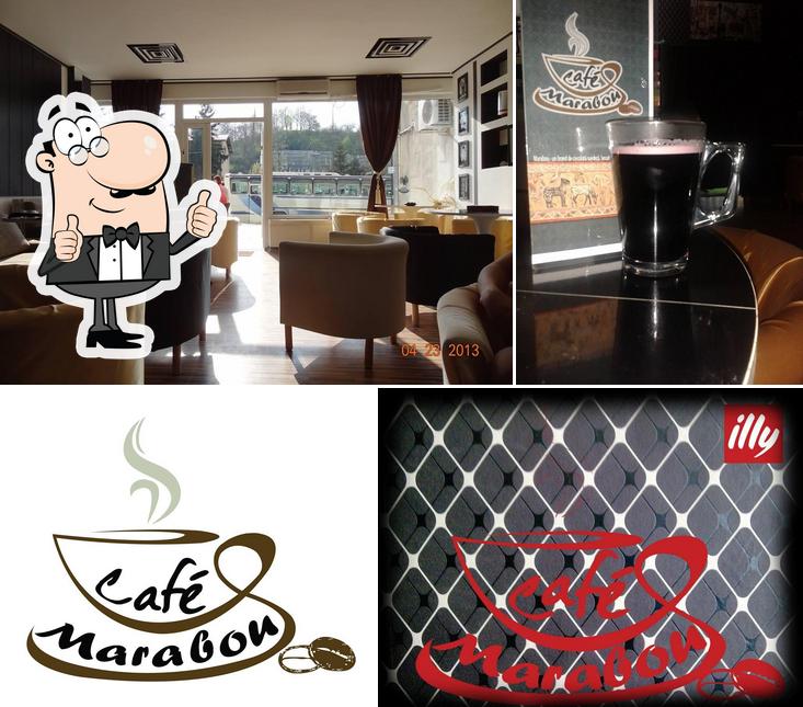 See this picture of Marabou Cafe