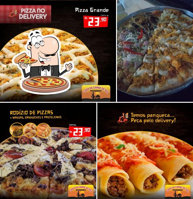 Escolha pizza no Casa da Carne de Sol