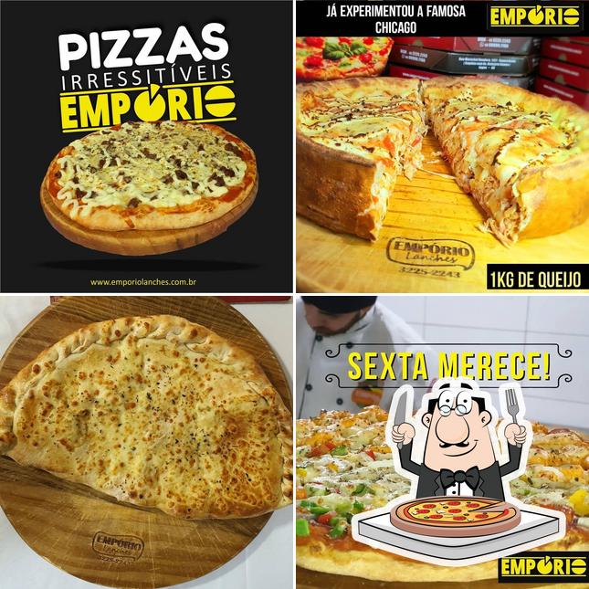 Experimente pizza no Empório Lanches e Pizzas