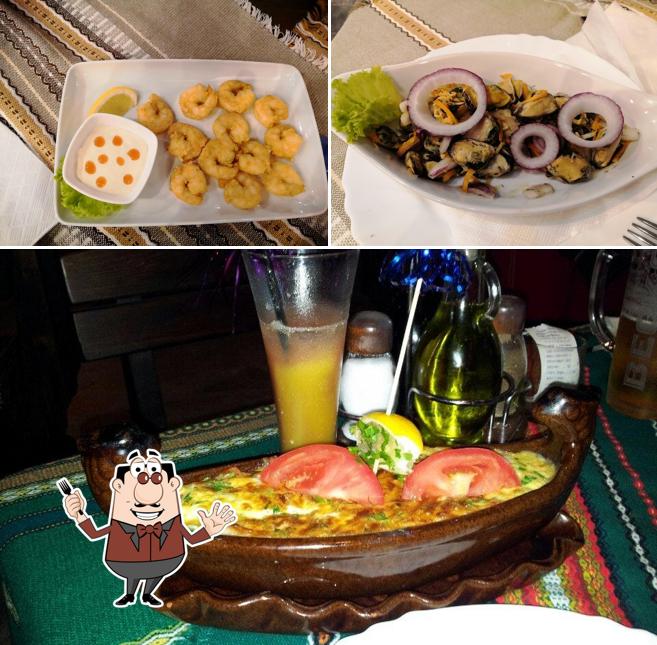 Fried calamari and sashimi at Bulgari Restaurant