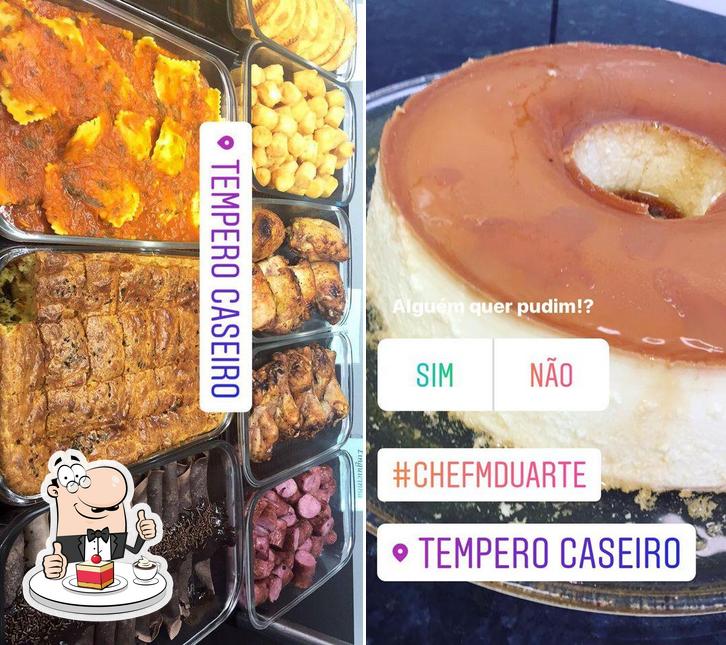 Restaurante Tempero Caseiro Fraiburgo serve uma escolha de sobremesas