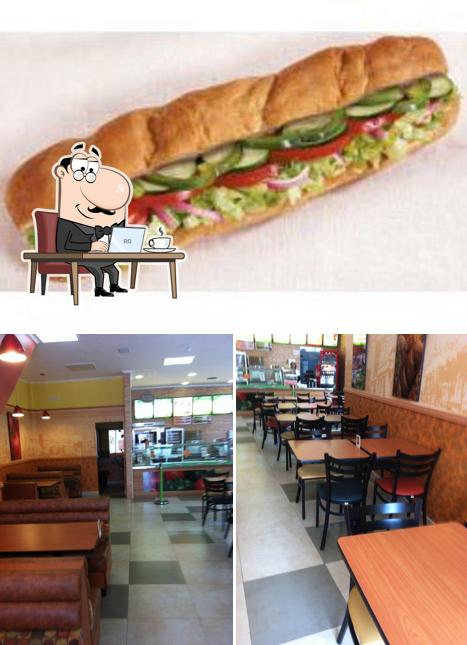 A ilustração do Subway’s interior e comida