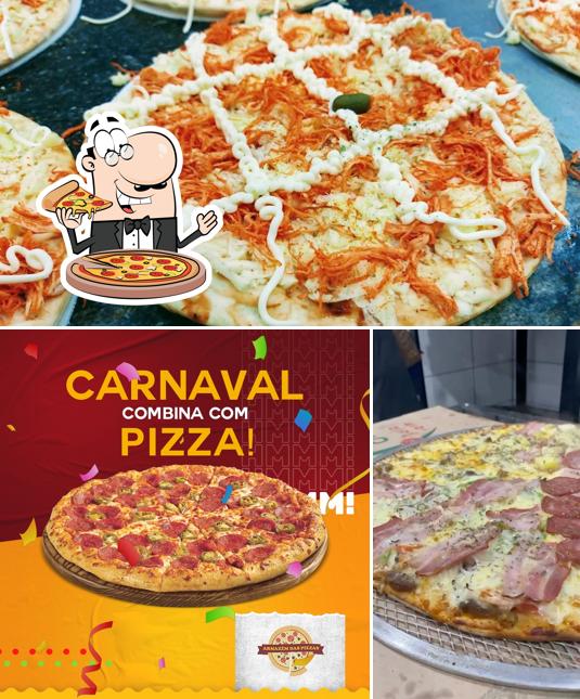 Escolha pizza no Armazém das Pizzas