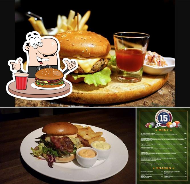 Hamburger at No 15 Fun Pub & Sportsbar