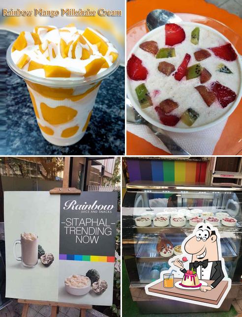 Rainbow Juice Center serves a range of desserts