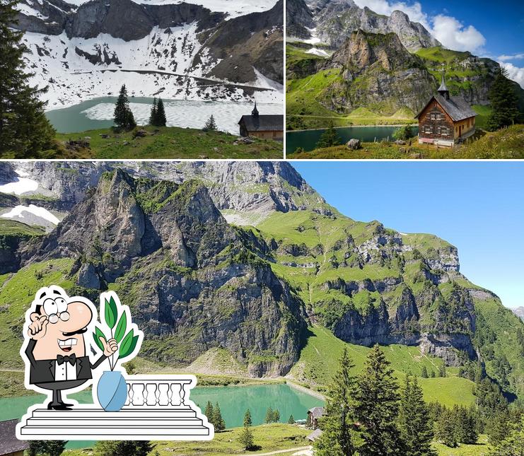 Goditi la vista dagli esterni di Berggasthaus Bannalpsee