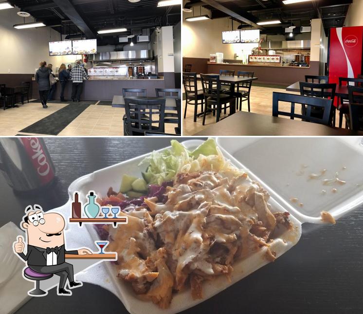 Among different things one can find interior and food at SHAWARMA FUSION