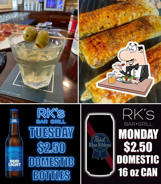 Check out the picture showing food and drink at RK’s Bar & Grill