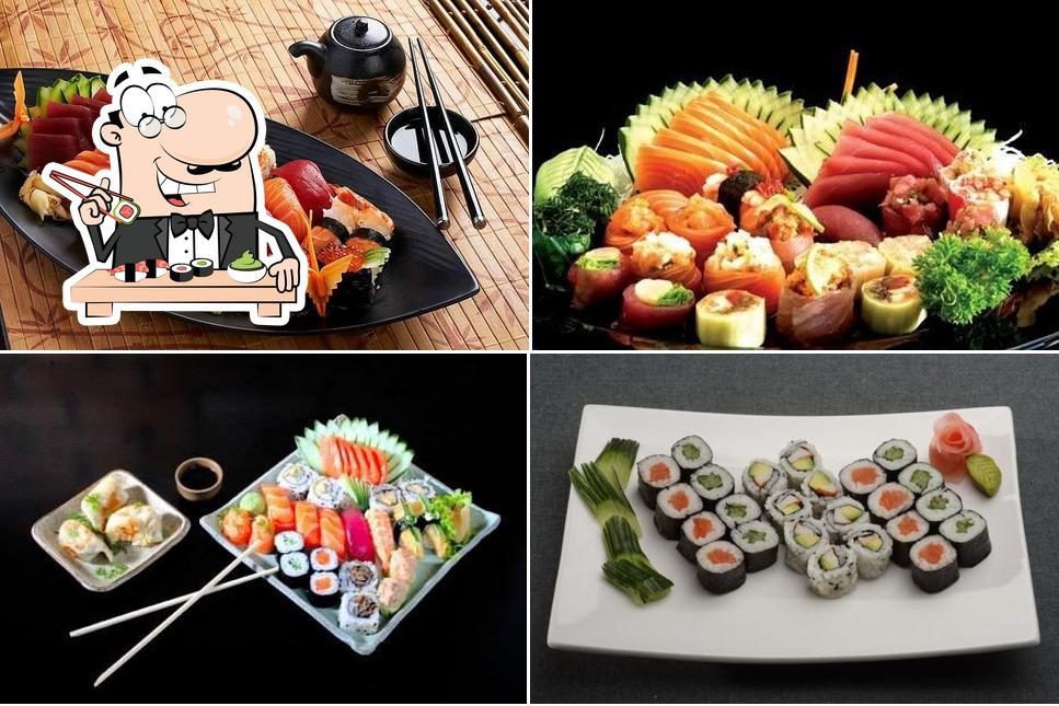 Rolos de sushi são servidos no Megumi - Delivery Comida Oriental