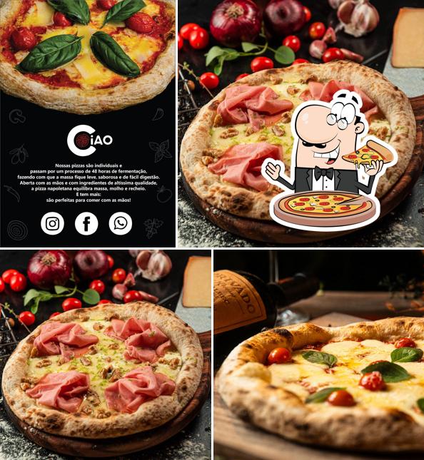 Escolha pizza no Casa Ciao Araras