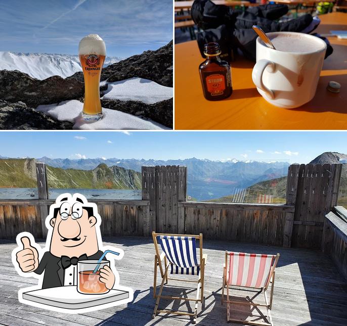 Take a look at the photo depicting drink and interior at Hexenseehütte