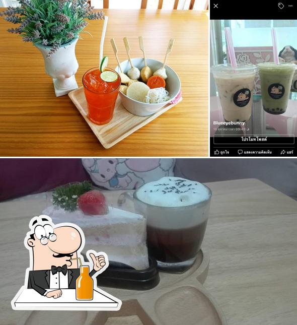 Enjoy a beverage at Blue Eye Bunny Cafe