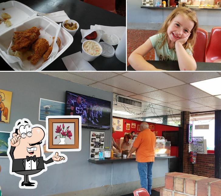 Among different things one can find interior and dessert at Kluckers Famous Fried Chicken & More