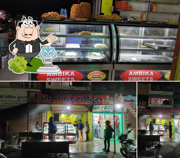 Among various things one can find exterior and food at Ambika Sweet's