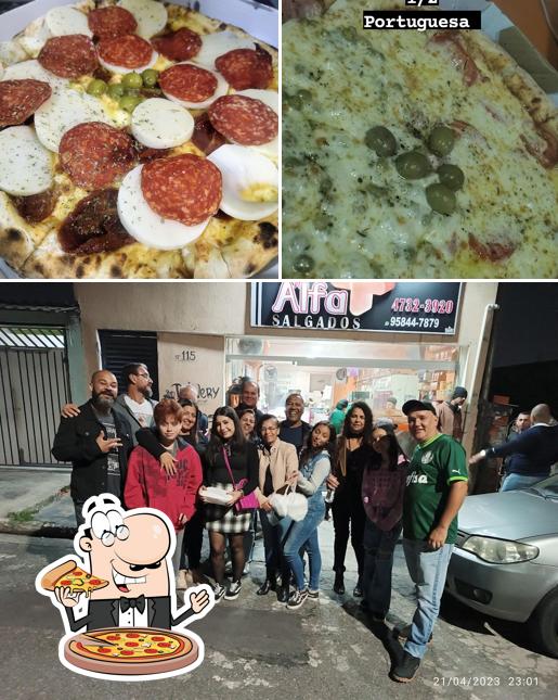 Experimente pizza no Alfa Mais Pizzaria