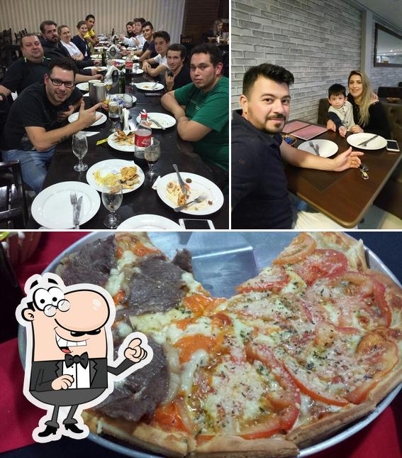 Esta é a ilustração mostrando interior e pizza a La Bella Pizza