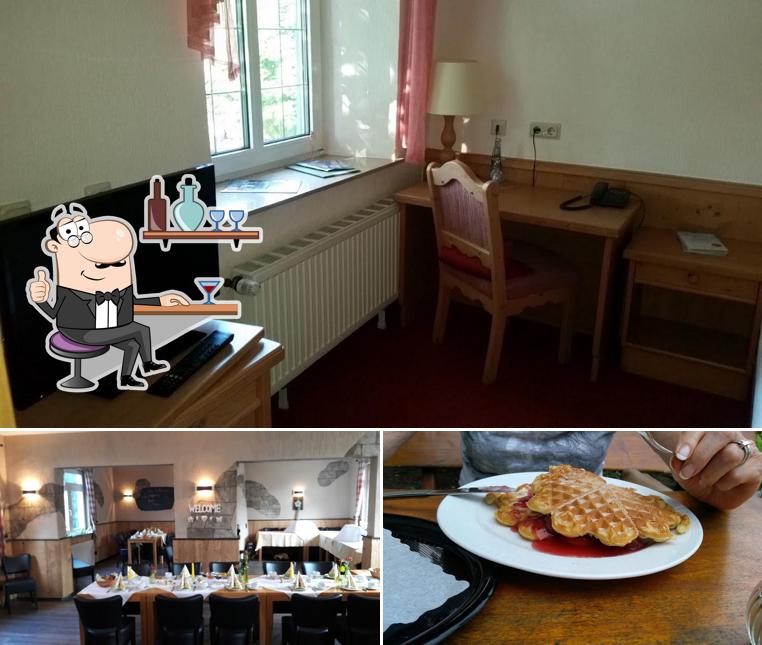 Check out the image displaying interior and food at Landgasthof Reinhold