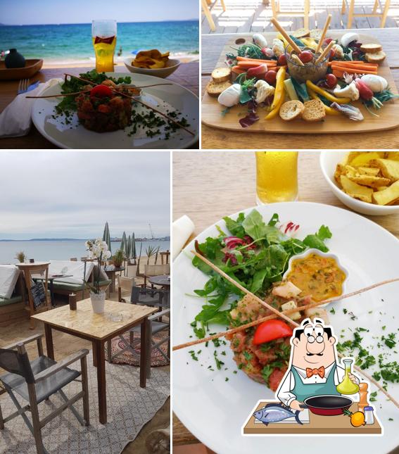 Plage restaurant L'Effet Mer Le Lavandou sert un menu pour les amateurs de fruits de mer