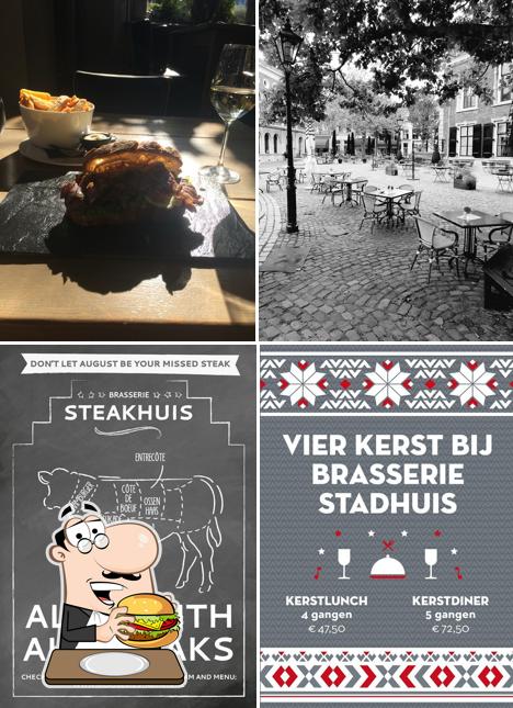 Try out a burger at Brasserie Stadhuis