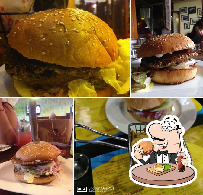 Try out a burger at Cafe Delhi Heights