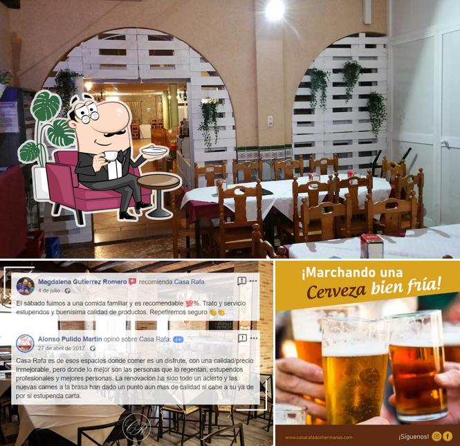 Take a look at the photo displaying interior and beer at Bar restaurante Casa Rafa
