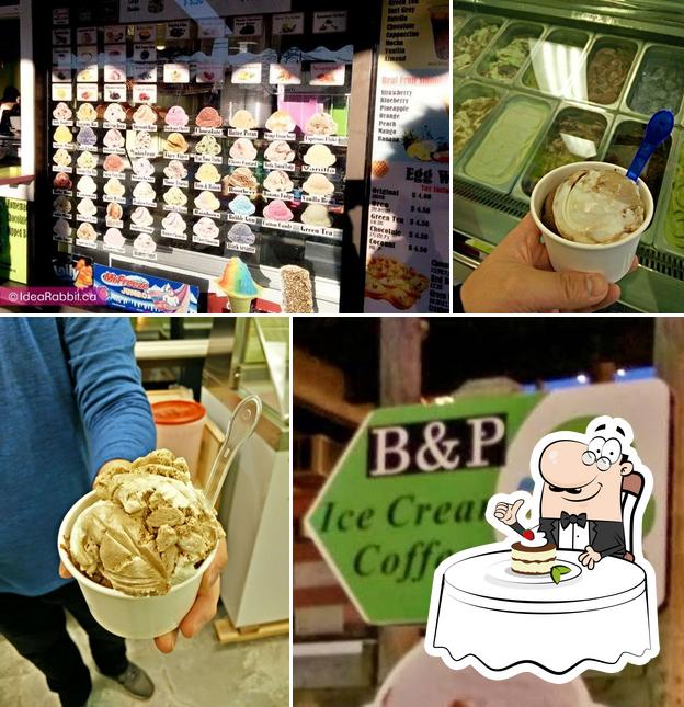 B&P Ice-Cream sert une variété de plats sucrés