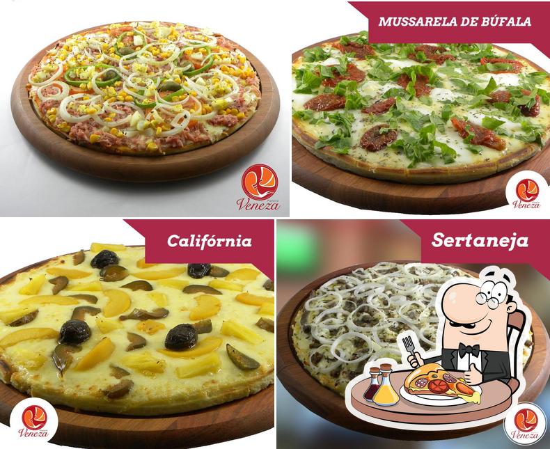 Escolha pizza no Pizzaria Veneza