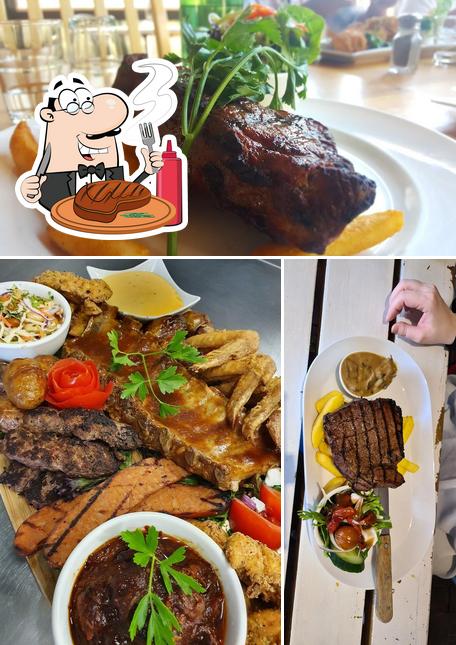 Get meat dishes at Carmel's Cafe Bar and Grill