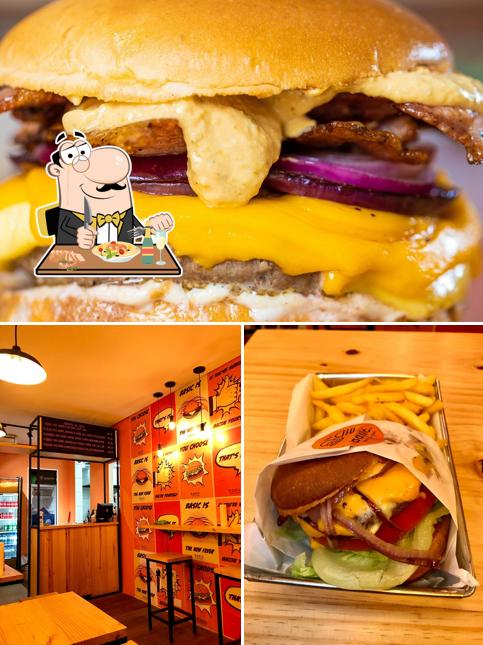 Confira a imagem apresentando comida e interior no Basic - Friends & Burgers