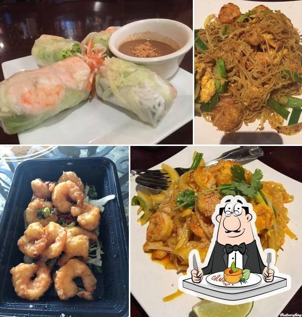 Spring rolls, pad thai and fried calamari at Thousand Wok 川鼎