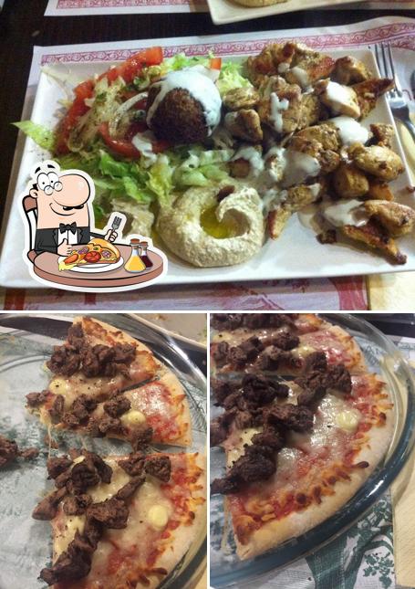 Order pizza at Khan Kaffrun, Lebanese restaurant