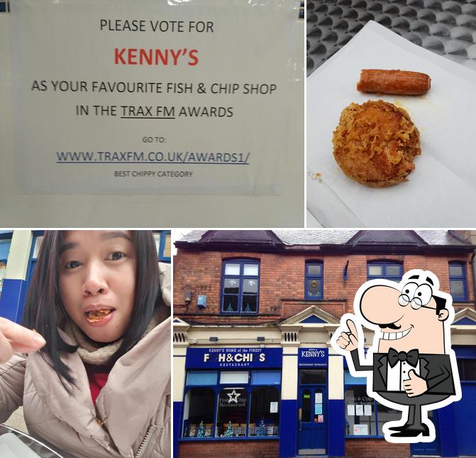 Look at the photo of Kennys fish and chips