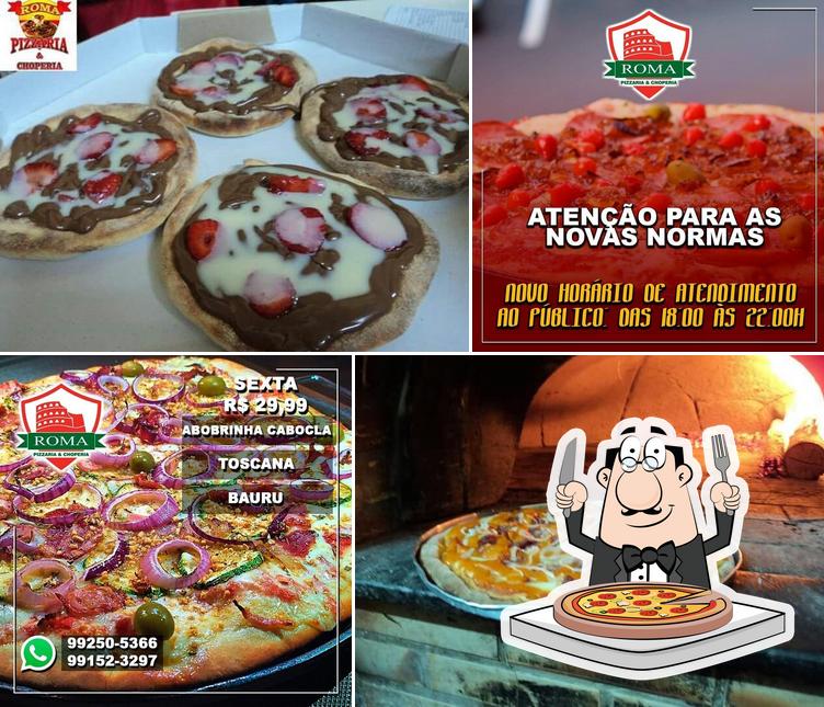 Consiga pizza no Roma Pizzaria & Choperia