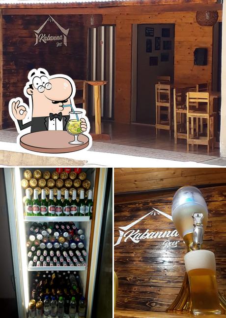 Dê uma olhada a ilustração mostrando bebida e interior no Kabanna Beer