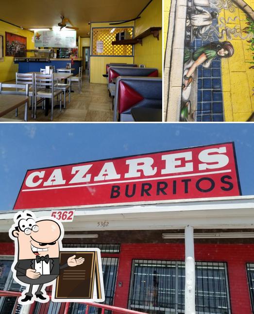 Take a look at the photo showing exterior and interior at Cazares Burritos