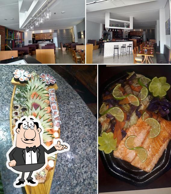 Dê uma olhada a foto mostrando interior e comida no Restaurante Japonês - THAKAY SUSHI